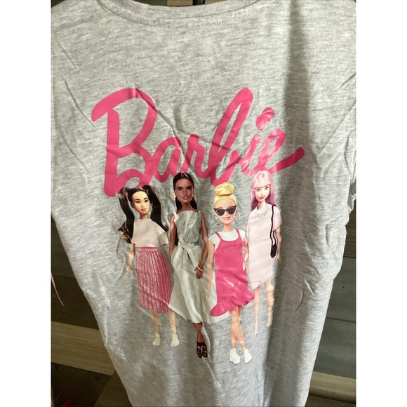 Barbie Girls T-shirt Size 14-16 Grey With Barbie Pink Brand New - Picture 6 of 6